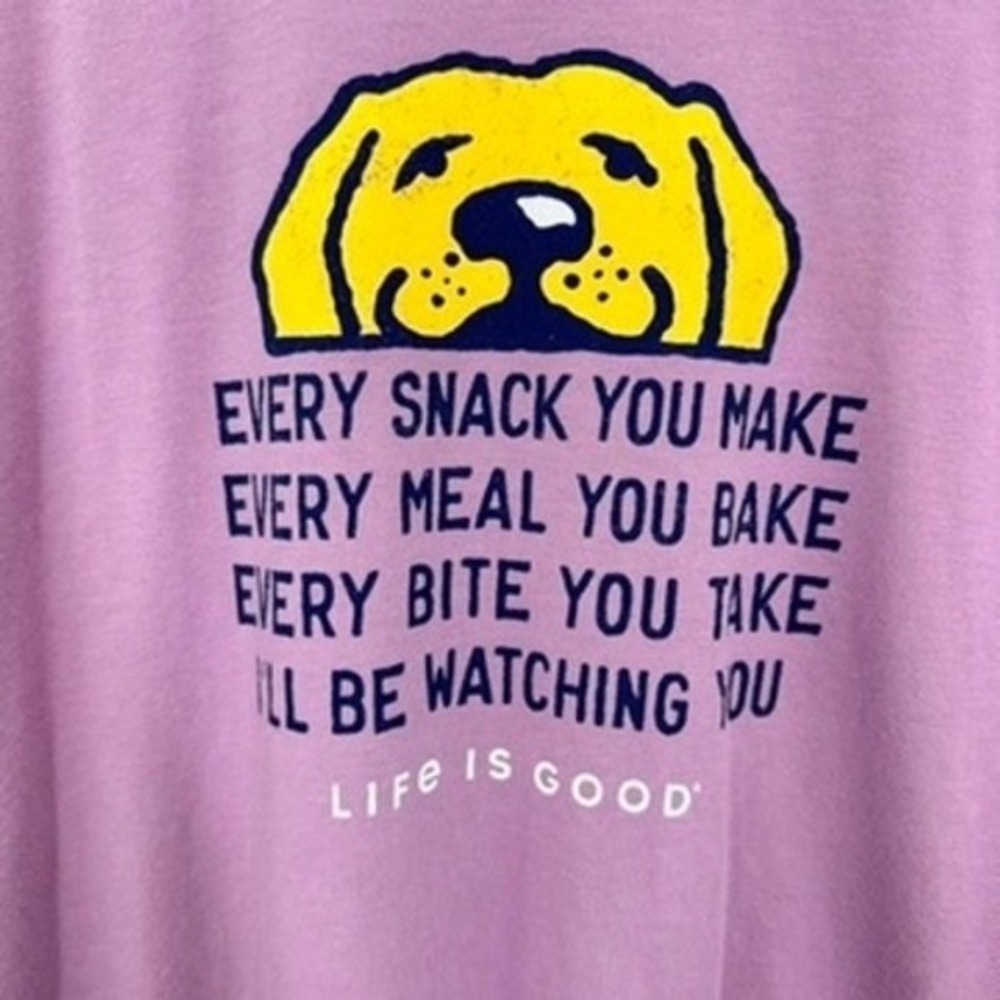 Life Is Good Purple Long Sleeve Yellow Lab Silly Dog Graphic Top Purple Dog Mom View 2